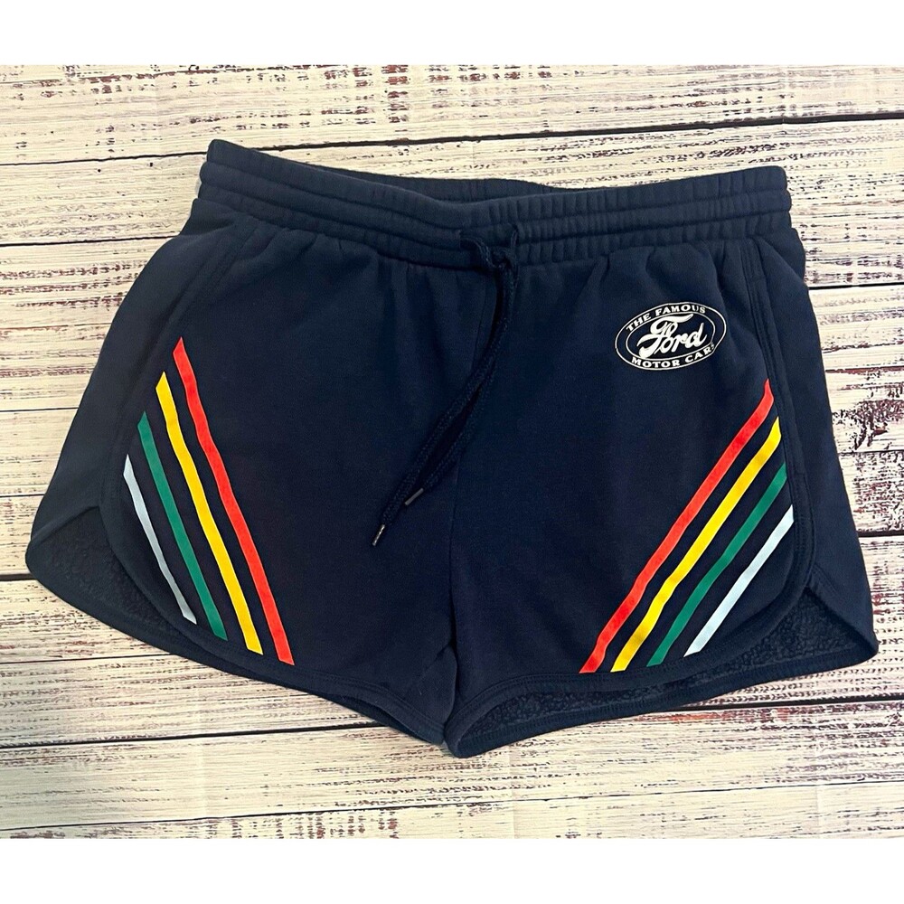 Official Ford Motor Cars Retro Rainbow Dolphin Hem Fleece Sweat Shorts M